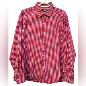 Club Room Mens Regular Fit Performance Dress Shirt 18/34-35 Red Blue Check